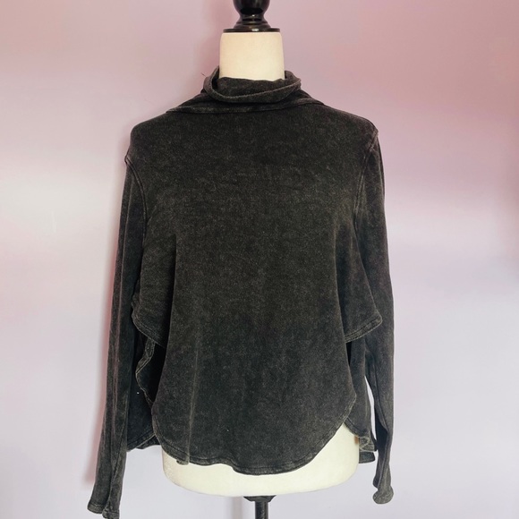 Free People New Romantics acid wash black top - Picture 4 of 7